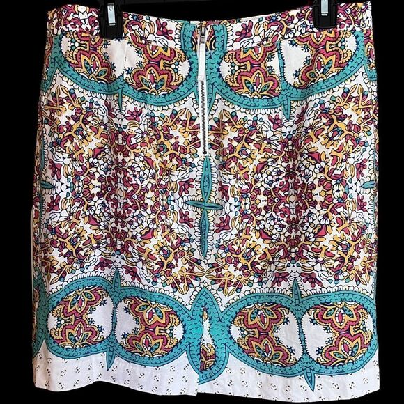 Lucy & Laurel Boho Linen Blend Flat Front Skirt with zipper back size 10 - Picture 3 of 10